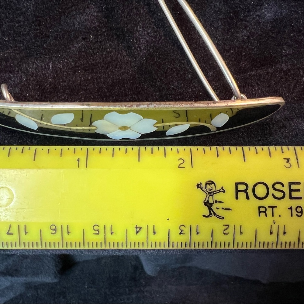 Alpaca Mexico Silver Colored Inlay Hair Barrette 3" - Picture 5 of 10